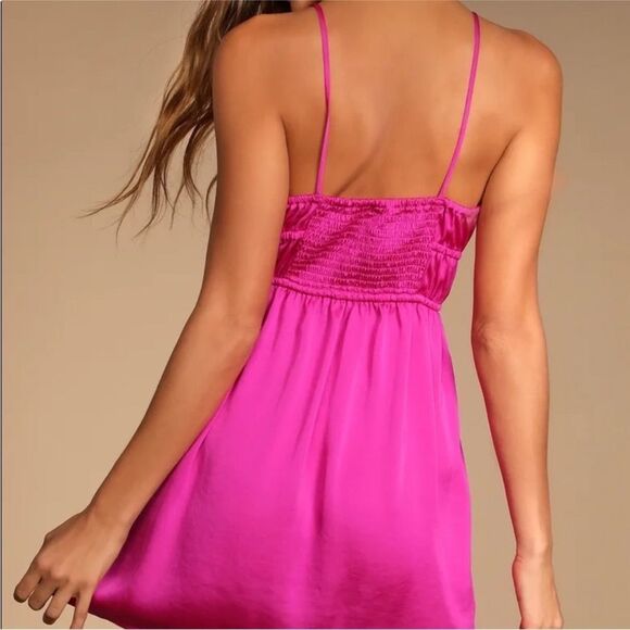 Free People Size Medium M Meant to Be Magenta Orchid Mini Dress OB1413126 - Picture 2 of 11